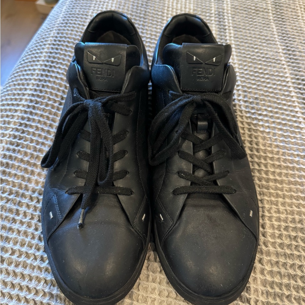 Fendi Faces Black Leather Men's Sneakers